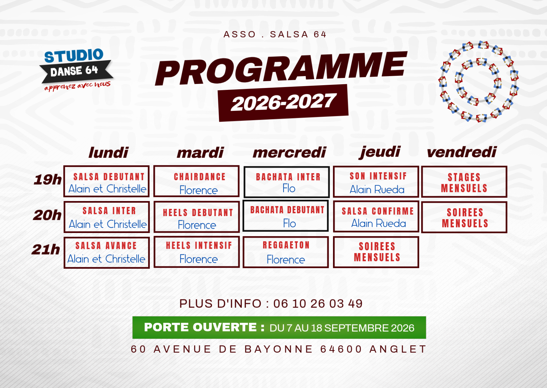 Programme des Cours 2026-2027